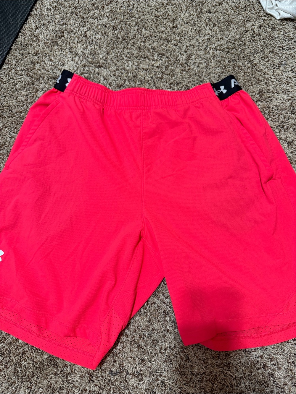 Under Armour Men’s Athletic Shorts - Neon Pink with Black Waistband